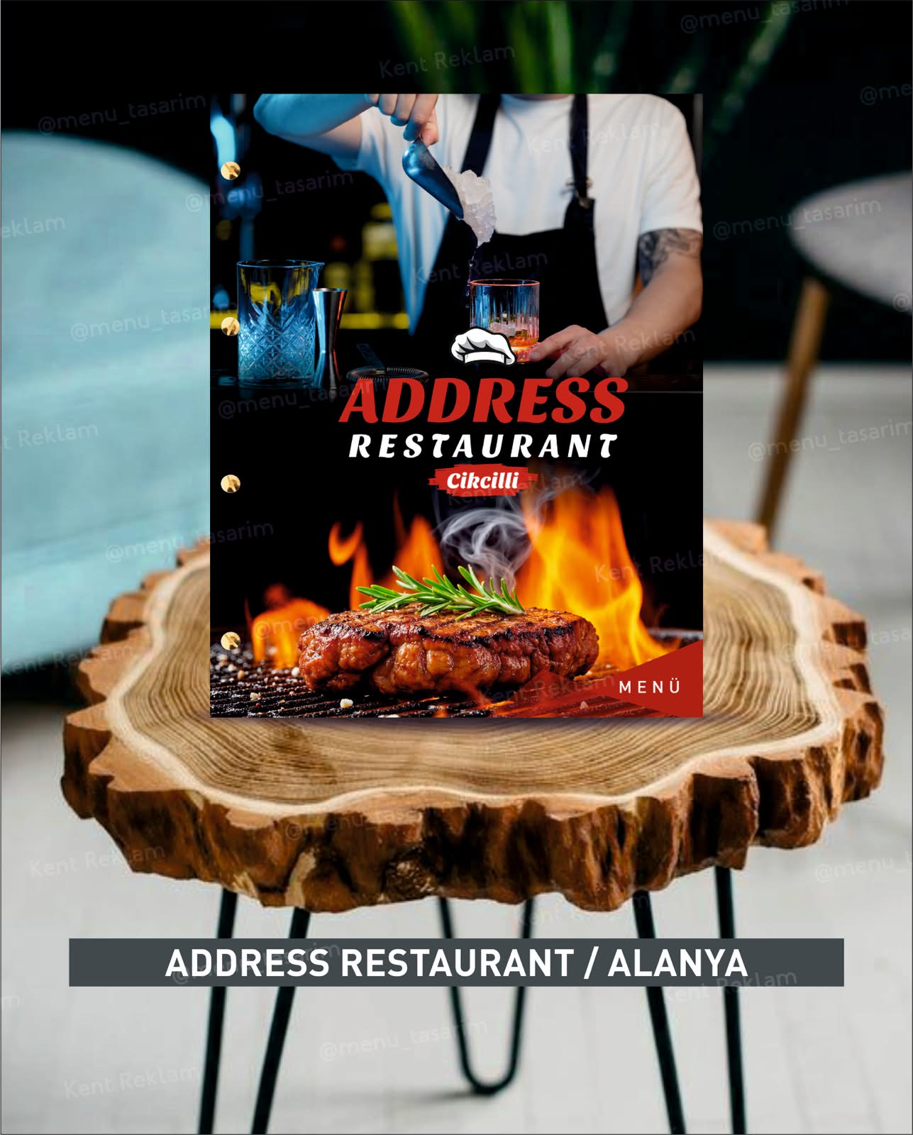 ADDRESS RESTAURANT ALANYA kurumsal restoran cafe menü tasarımı ve baskısı